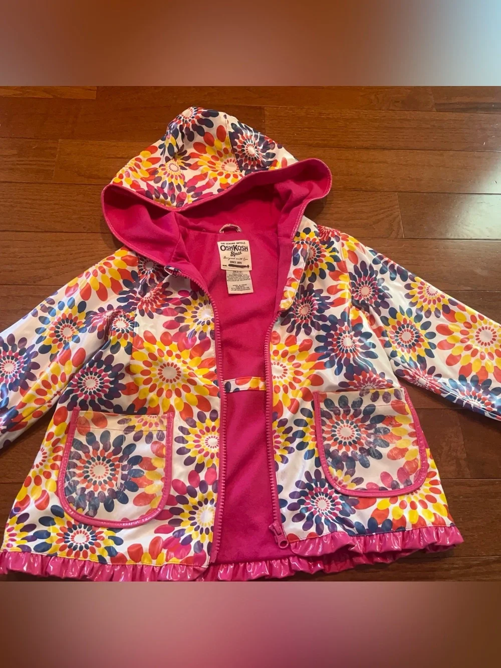 OshKosh B'gosh Girls Flower Print Raincoat Size 4